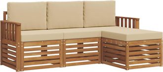 vidaXL Conjunto De Sof&aacute;s De Exterior 4 Uds. Natural Y Beige Vidaxl