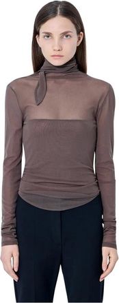 Christophe Lemaire Ballerina Foulard Top - Dames - Longsleeves - Bruin - L - Tops