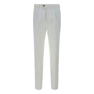 Brunello Cucinelli Pantalones de gabardina te&ntilde;idos en prenda - Trousers - Hombre - Blanco - 2XL
