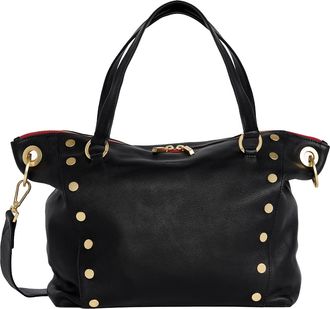 Hammitt Hammitt Daniel Black Brushed Gold Red Zip Lrg