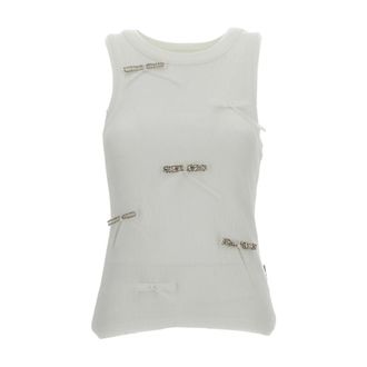 Des_Phemmes Sleeveless Tops, female, White, Size: XS Classic Round-Neck Tank