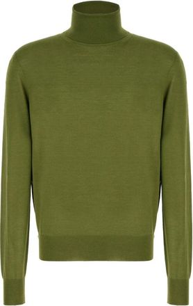 Saint Laurent Stijlvolle Gebreide Collectie - Heren - Coltruien - Groen - M - Truien & Vesten