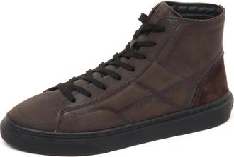 Hogan H340 Hi Top H Stitching - Heren - Sneakers - Bruin - 43 1/2 EU - Leer - Schoenen