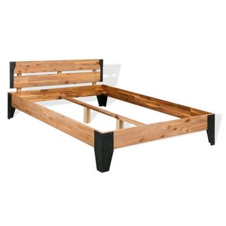 vidaXL Estructura De Cama Sin Colch&oacute;n Madera Acacia Acero 152x203 Cm Vidaxl