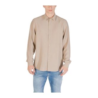 Antony Morato Overhemden, Heren, Beige, M, Klassieke lange mouw knoopshirt