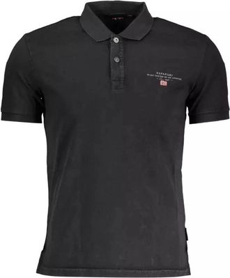 Napapijri Zwarte Katoenen Poloshirt Logo Borduurwerk - Heren - Polos - Zwart - S - Katoen - Tops
