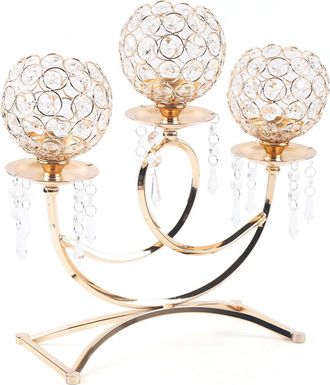OEM Candelabro De Tres Brazos En Cristal Dorado, Pieza Central Para El Comedor