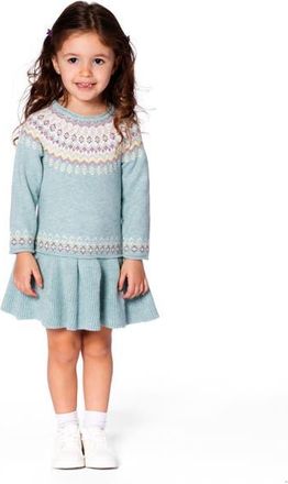 Deux par Deux Jacquard Sweater Dress with Ribbed Skirt in Jade Green at Nordstrom, Size 12M