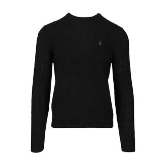 Polo Ralph Lauren Kabelgebreide trui van wol en kasjmier - Heren - Ronde hals truien - Zwart - M - Wol - Truien & Vesten