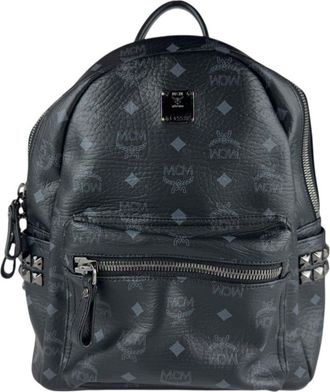 MCM Mcm Black Gray Leather Metal Backpack (Pre-Owned)