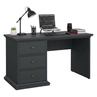 Dmora Dmora - Escritorio Fran&ccedil;oise, Escritorio Multiusos, Mesa De Oficina Para Pc, El Plan De Trabajo, 130x62 H74 Cm, Gris