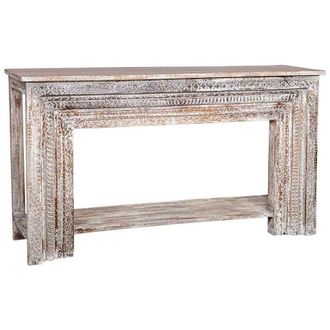 Wanderlust Deco Wanderlust Deco - Recibidor De Madera Tallada Artesanal Envejecido Marron 160x39x86