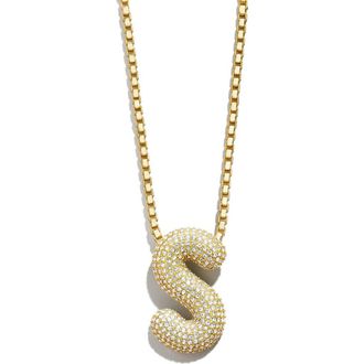 BaubleBar Bubble Initial Pendant Necklace in Clear S at Nordstrom Rack