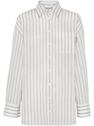 Brunello Cucinelli Camicia a righe - Bianco