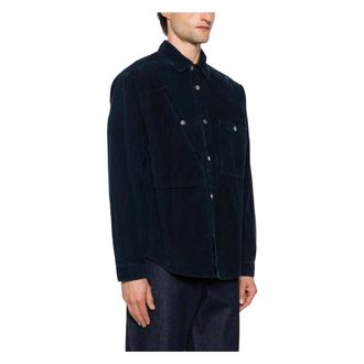 Stone Island Casual Shirts, male, Blue, Size: S Micro Corduroy Overshirt