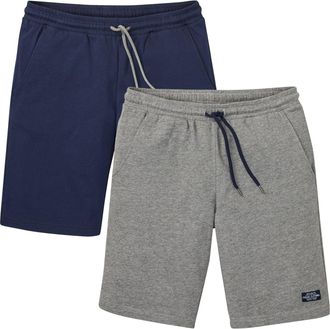 Bonprix Sweatbermudas BONPRIX, Herren, Gr. 44/46, N-Gr, dunkelblau, grau meliert, Sweatware, Obermaterial: 100% Baumwolle, regular fit, Hosen Sweatbermudas, a
