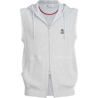 Brunello Cucinelli Cotton knit vest in Fog at Nordstrom, Size Xxx-Large Eu