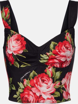 Dolce & Gabbana Bustier in misto cotone con stampa floreale