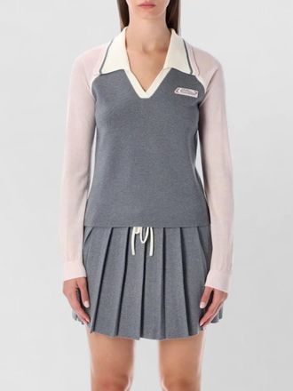 Casablanca merino knit polo dress deep v-neck