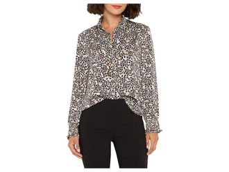 Nic+Zoe Petite Little Leopard Top Womens Clothing Neutral : PM, Polyester