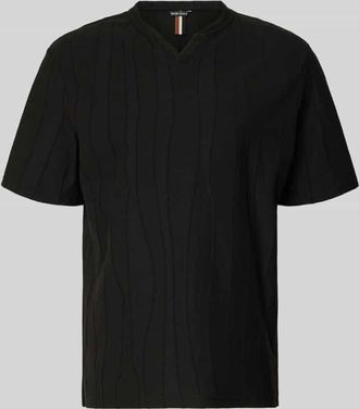 Antony Morato T-Shirt mit Strukturmuster und V-Ausschnitt in Black, Gr&ouml;&szlig;e XXL