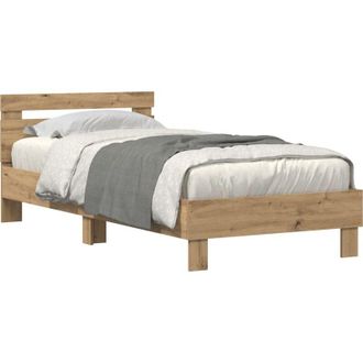 vidaXL Estructura de cama con cabecera Roble artisan 90 x 190 cm Vidaxl