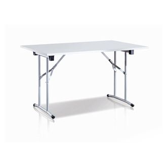 Dmora Mesa Plegable Daccurs, Mesa De Camping Con Patas Plegables De Metal, Mesa De Comedor Moderna Multiusos, 100% Made In Italy, 125x75h80 Cm, Blanco - Dmo