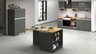 Dmora Dmora Completa Aymon, Set Modulabile, Componibile Con Pi&ugrave; Elementi, 100% Made In Italy, Antracite E Rovere, Elettrodomestici Non Inclusi