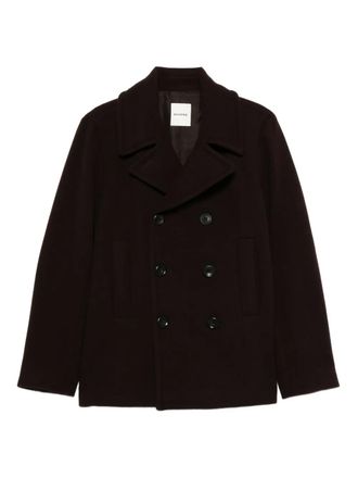 Sandro Wollen sailorjas met dubbele rij knopen - Bruin