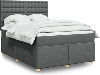 vidaXL Vidaxl - Cama Box Spring Con Colch&oacute;n Tela Gris Oscuro 160x200 Cm