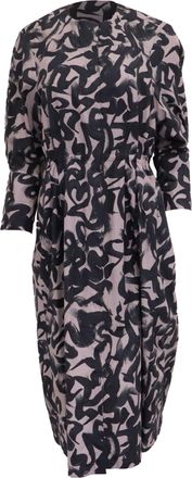 Dries Van Noten Printed Long Sleeve Midi Dress in Multicolor Cotton