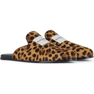 Givenchy Label Lounge Slipper Mule in Black/Beige Print Calf Hair at Nordstrom Rack, Size 6.5Us / 36.5Eu