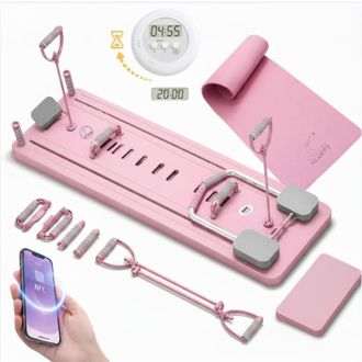 OEM Tabla De Pilates Interactiva Para Fitness Cardio Tabla De Pilates Multifuncional Plegable Para Ejercicios Bandas De Resistencia Rosa