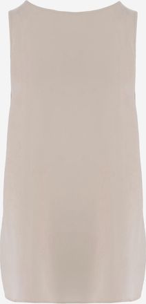 Allude Womens Stretch Silk Top Beige Tops