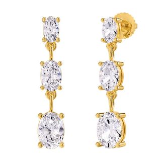 Diamond2Deal 14k Yellow Gold 2.60 Ct Oval Cut Lab Grown Diamond Drop & Dangle Earrings VVS-VS, E-F