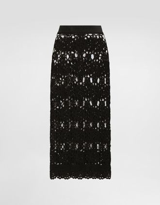 Dolce & Gabbana Crochet-knit Skirt - Woman Skirts Black 36