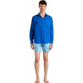 Vilebrequin Mens Solid Linen Shirt in Palace at Nordstrom, Size Xxx-Large