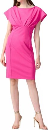 Joseph Ribkoff Pleated Dolman Sleeves Midi Dress In Ultra Pink