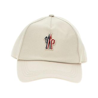 Moncler Accessoires, Dames, Beige, ONE Size, Katoen, Logo Baseball Cap in Beige
