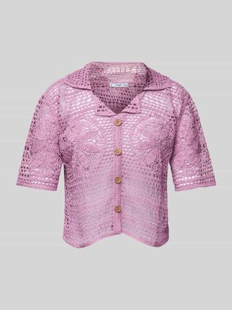Mango Cardigan mit H&auml;kelspitze Modell NUSA in Pink, Gr&ouml;&szlig;e L