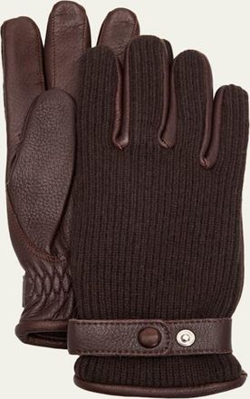 Hestra Mens Christopher Elk Leather and Cashmere Knit Gloves