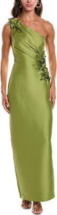 Badgley Mischka One Shoulder Flower Gown