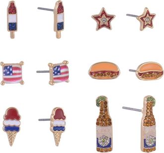 Hallmark 6 pack 4th of July BBQ Theme Stud Earring Set in Red at Nordstrom