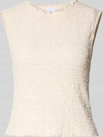 Jake*s Top mit Strukturmuster und Rundhalsausschnitt in Beige, Gr&ouml;&szlig;e XXL