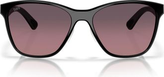Costa Luna Nueva 57mm Polarized Butterfly Sunglasses in Black /Rose Gradient 580G at Nordstrom