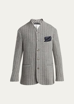 Giorgio Armani Mens Geometric Wool and Cashmere Jacquard Blazer