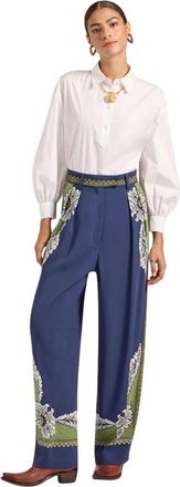 La DoubleJ Brooklyn Broek - Dames - Wijde Broeken - Blauw - XS - Satijn - Broeken
