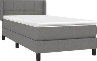 vidaXL Cama Box Spring Con Colch&oacute;n Tela Gris Oscuro 90x200 Cm Vidaxl