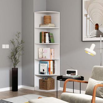 Vicco Estante De Esquina Fabienne, Blanco, 40 X 180 Cm Con 5 Compartimentos