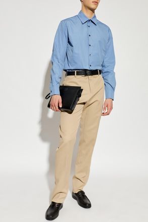 Ferragamo Shirt With Monogram, Mens, Blue